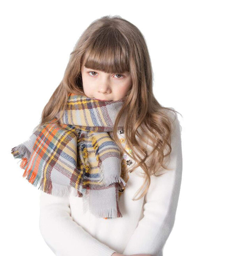 [Australia] - Jastore Kids Girls Boys Stylish Grid Warm Blanket Scarf Gorgeous Wrap Shawl Color 1 