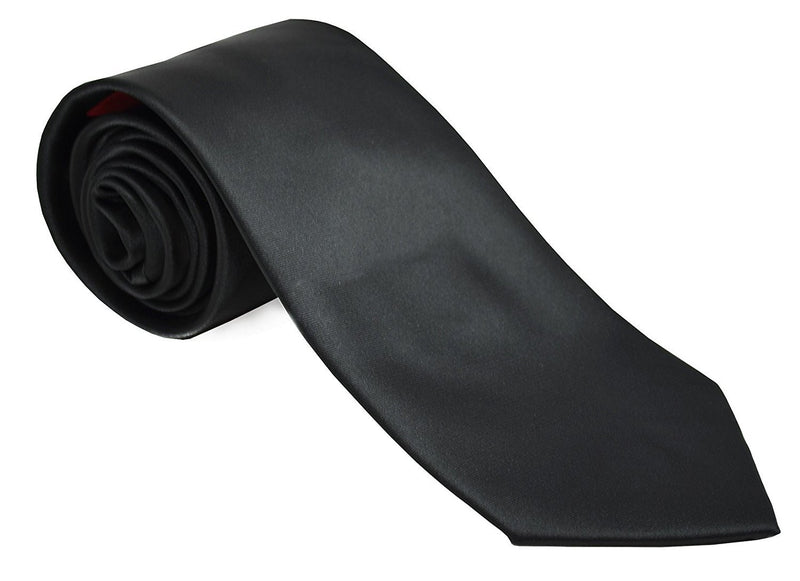 [Australia] - Mens Formal Tie Wholesale Lot of 5 Mens Solid Color Wedding Ties 3.5" Satin Finish Black 