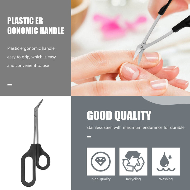 [Australia] - Minkissy Long Handled Toenail Scissors and Clipper Easy Cuticle Scissor for Thick Toe Nails Men Women Elderly (Black) 