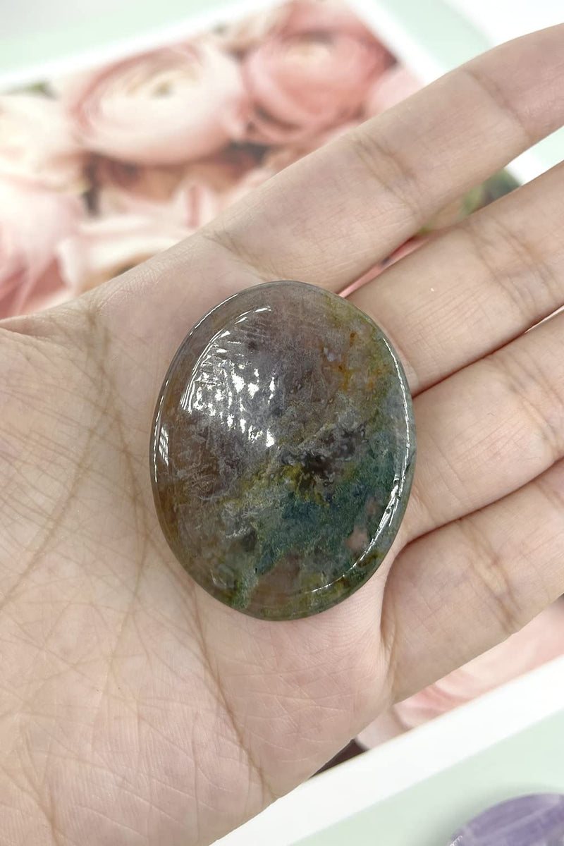[Australia] - Ouubuuy Indian Agate Thumb Worry Stone Healing Crystal Gemstone Pocket Palm Stone - Anxiety Stress Relieve 