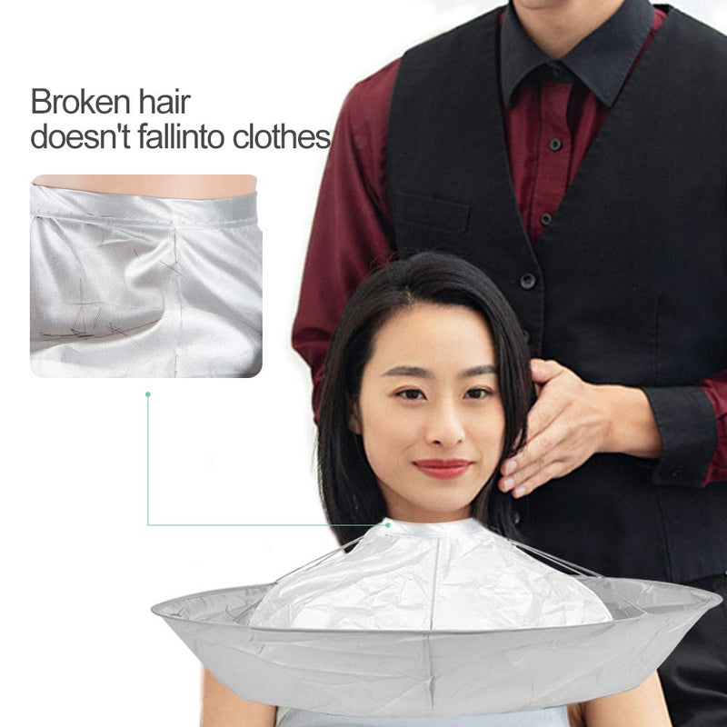 [Australia] - Hair cutting cape barber Cape umbrella for men women, haircut Salon Capes for hair stylist, Beard Shaving Waterproof Hairdressing Kit Accessories for Adult Kids (silver) 