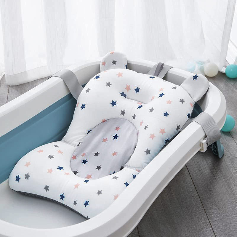 [Australia] - Baby Bath Cushion Pad Newborn Bath Bed Adjustable Baby Shower Mat Non-Slip Soft Mesh Padded Infant Bathtub Support Foldable Baby Bath Seat Back Body Pillow Infant Bather Floating Pad, 0-12 Months 