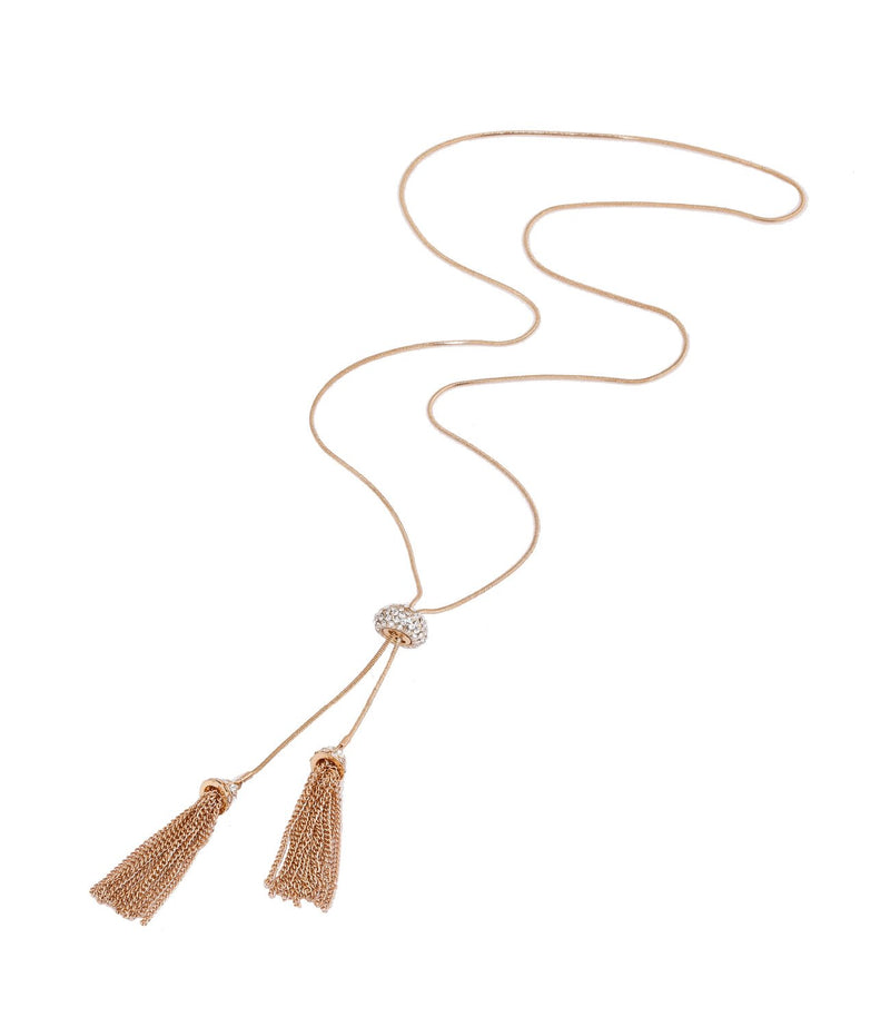 [Australia] - LIAO Jewelry Long Tassel Pendant Necklace Y Shaped Lariat Necklaces Adjustable Slide Necklace for Women Gold 