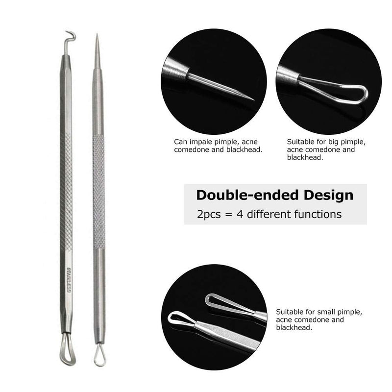 [Australia] - Pinkiou Blackhead Removers Comedone Pimple Removal Extractors Acne Blemish Needles Tool Kit Nose Face Skincare, 8-in-1 with Metal Case 