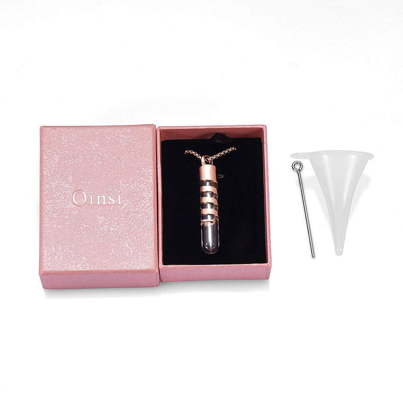 [Australia] - Clear Glass Tube Cremation Urn Jewelry Ashes Holder Necklace Keepsake Memorial Pendant Including Box/Fill Kits Rose gold 