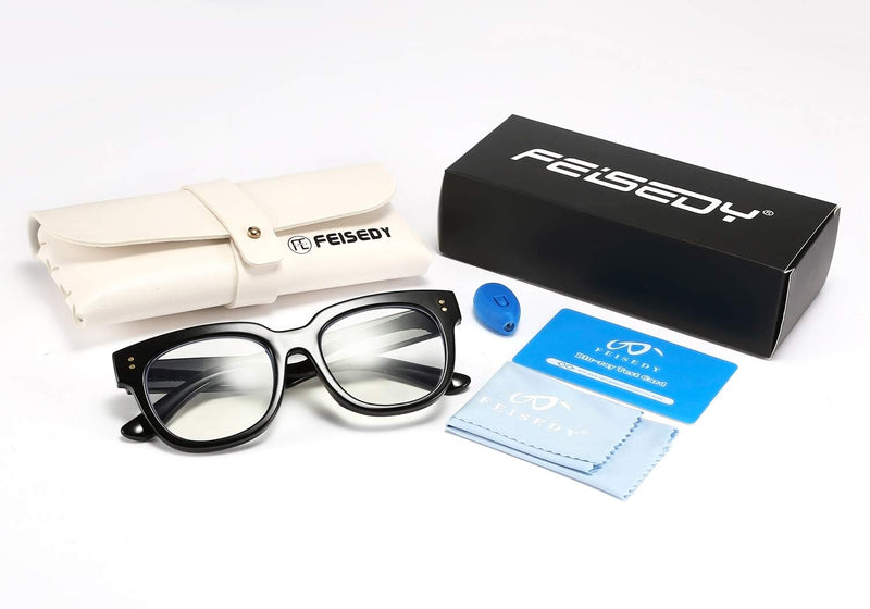 [Australia] - FEISEDY Retro Square Thick Big Frame Blue Light Blocking Reading Glasses Anti Glare Digital Eyestrain Reader B2523 Black 2.00x 