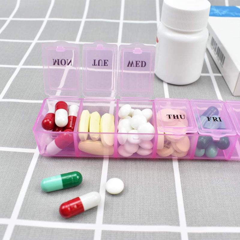 [Australia] - Pill Box Organiser 7 Day One Time a Day Pill Dispenser Storage Case for Medication, Supplements, Vitamins and Cod Liver Oil Pink 15x3x2.3 cm (Pack of 1) 