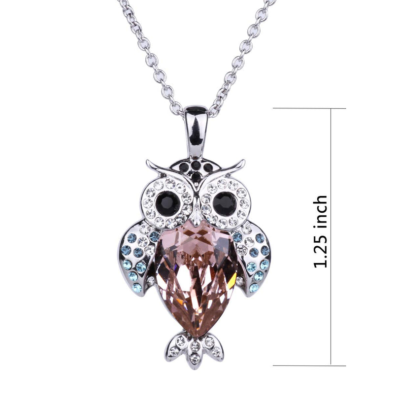 [Australia] - ICObuty Alloy Crystal Pendant Necklace Rhodium-Plated Owl 