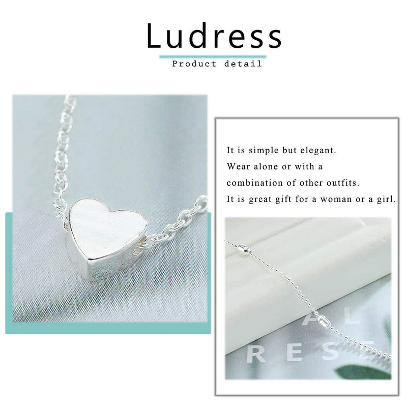 [Australia] - Ludress Boho Layered Anklets Silver Heart Ankle Bracelet Beaded Ankle Chain Beach Foot Chain Jewelry Accessories for Women and Girls 