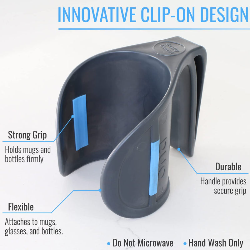 [Australia] - HealthSmart DUO Beverage Grip Handle for Mugs, Glasses and Bottles, Protects Hands from Hot Mug Surfaces, Blue, 0.5 Pound 