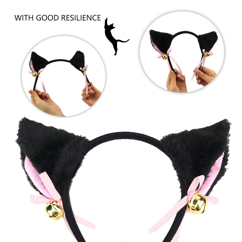 [Australia] - Cat Cosplay Costume Kitten Tail Ears Collar Paws Gloves Anime Lolita Gothic Set Black 