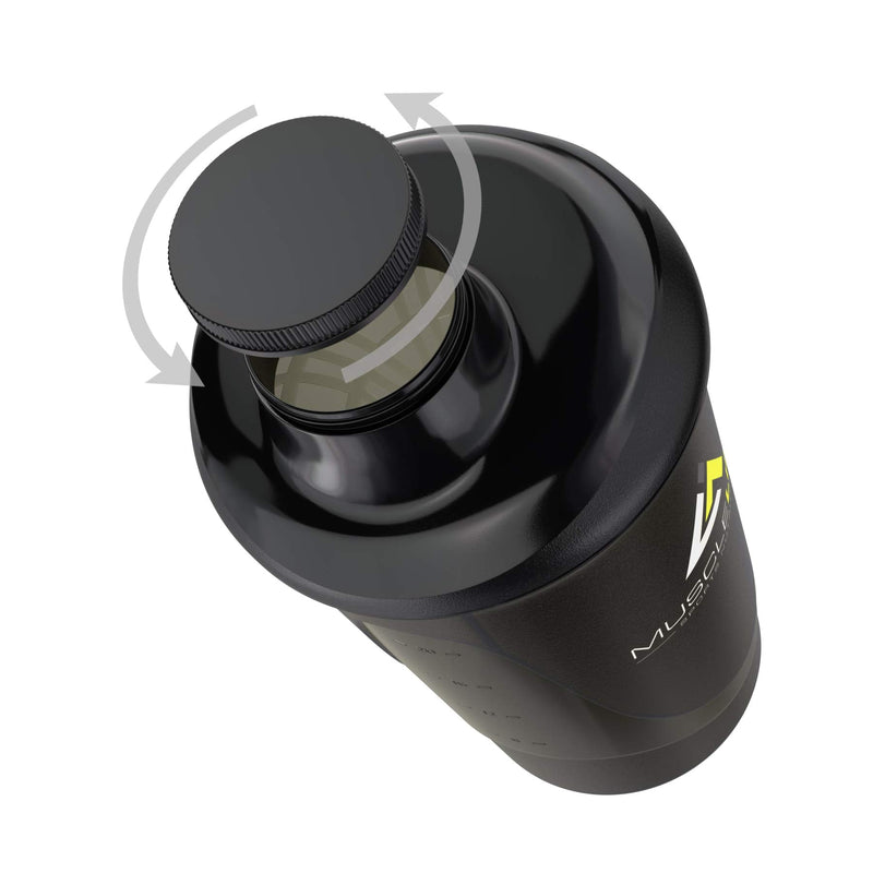[Australia] - Musclelinx Sports Nutrition Protein shaker screw top 100% LEAK PROOF drinks bottle 600ml to 800ml by Musc (black/grey) Black Transparent 