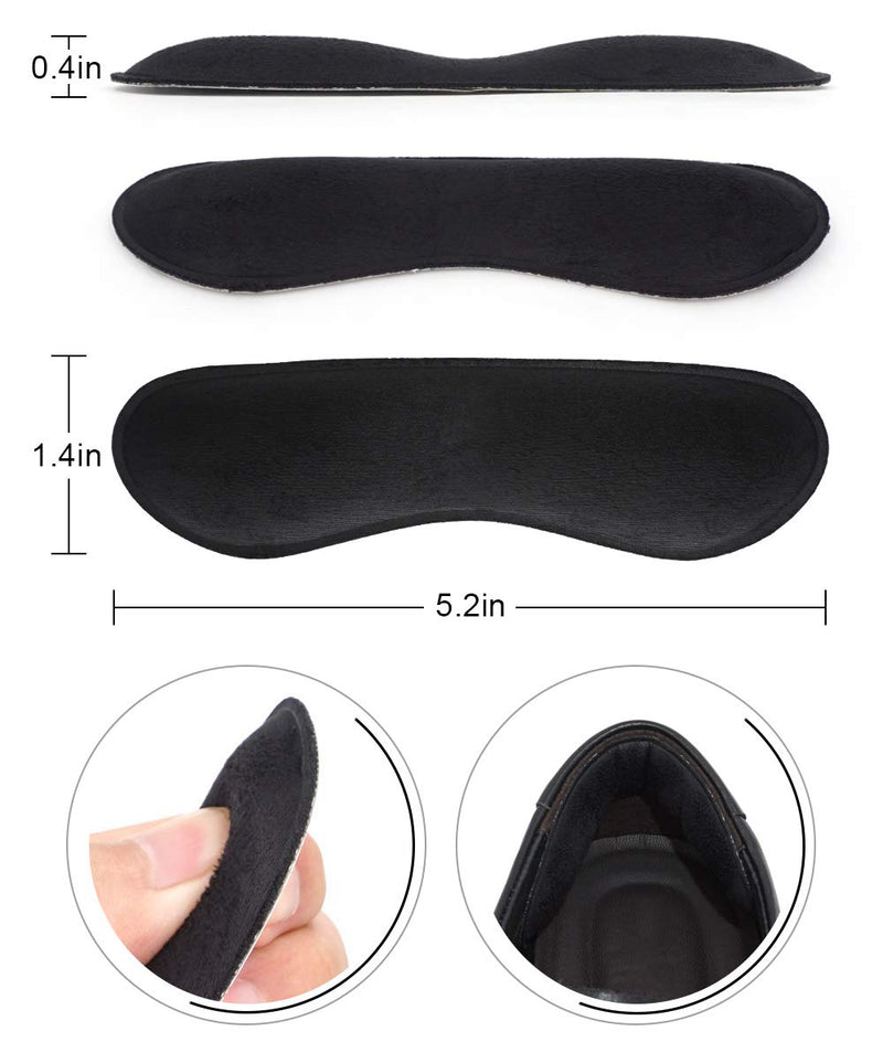 [Australia] - Dr. Foot's Heel Grips Liner Insert for Shoes Too Big, Shoe Inserts Liners for Loose Shoes, Preventing Heel Slipping, Rubbing, Non-Slip (Black) Black 