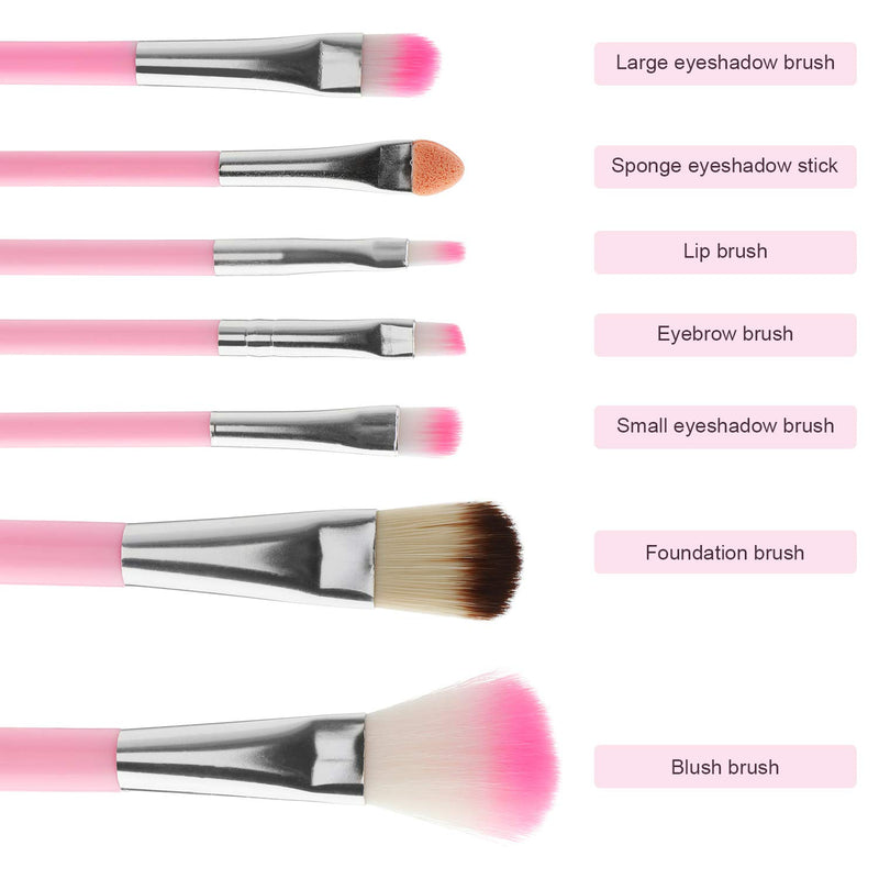 [Australia] - MWOOT 7Pcs Girl Makeup Brushes,Synthetic Fiber Make up Brush Set Foundation Blush eyeshadow Eyebrow Lip Brush Blending Cosmetic Beauty Brushes 