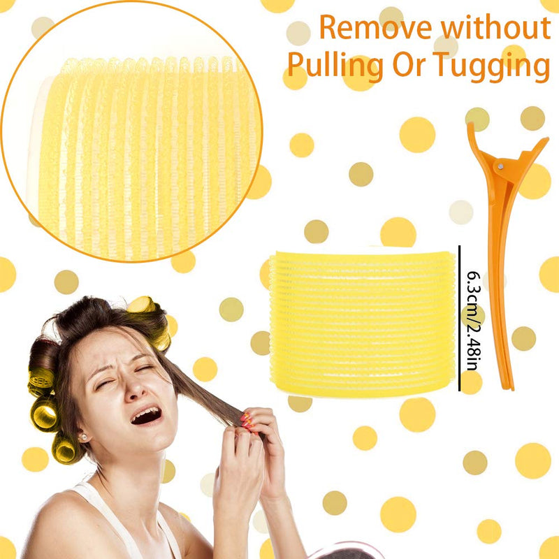 [Australia] - Jumbo Size Hair Roller sets, Self Grip, Salon Hair Dressing Curlers, 3 Inch Hair Curlers, 3 Size 18 Packs (6XJUMBO+6XLARGE+6XMEDUIEM) 6XJUMBO+6XLARGE+6XMEDUIEM Yellow 