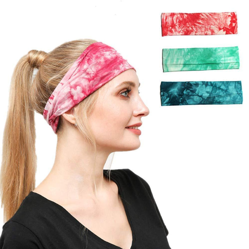 [Australia] - 3 Pcs Headband Women Makeup Hair Bands Washing Face Printed Head Wraps for Sport Shower Yoga 
