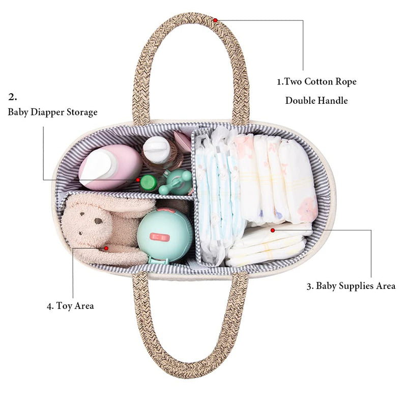 [Australia] - Baby Nappy Caddy Organiser,Portable Cotton Rope Woven diaper Caddy-Nursery Storage, DIY Basket with Changeable Compartments, Newborn Shower Gift Tote Bag (Yellow) Yellow 
