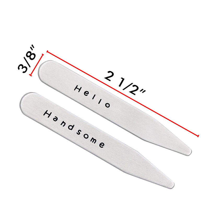 [Australia] - Collar Stays Boyfriend Gifts Hello Handsome Mens Collar Stay Valentine Gift for Him Anniversary Present White 