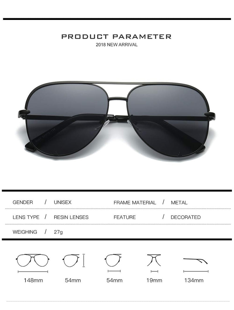 [Australia] - SORVINO Aviator Sunglasses for Women Classic Oversized Sun Glasses UV400 Protection 2pack-black+fade 