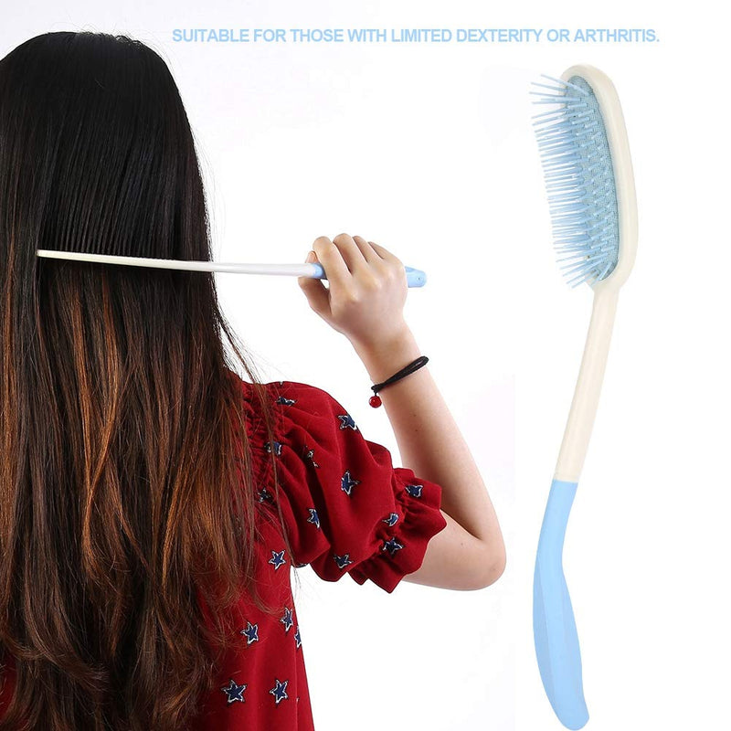 [Australia] - Long Handle Soft Comb how long handled hairbrush, Long hair brush Anti-slip Handle Comb, Soft brush, Beauty Hair for Adults, Children, the Elderly and Hand Disabled Inconvenient Upper Limb Activities Blue 