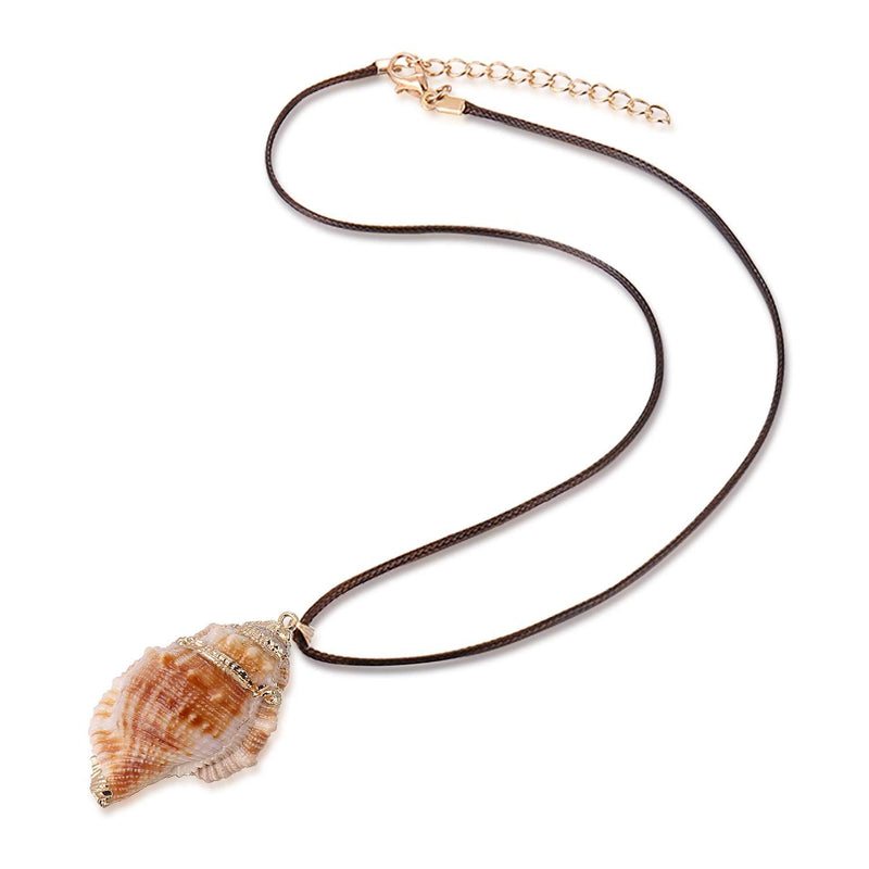 [Australia] - FM FM42 Natural Seashell Shell Scallop Conch Pendant Necklace with 27" Long Rope Chain (25 Styles) Style 11 