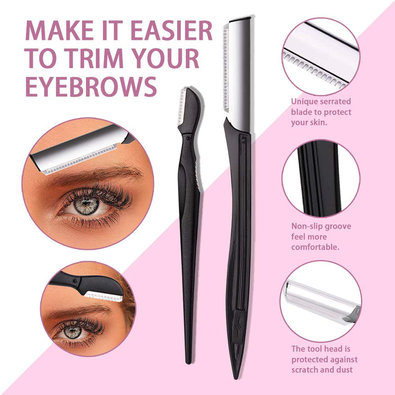 [Australia] - Eyebrow Kit, BOYI 6 in 1 Tweezers for Eyebrows, All-in-one Eyebrow Grooming Set Dermaplaning Tool Eyebrow Razor Brush Scissors Brown Eyebrow Pencil with Leather Pouch (A-Pink) A-Pink 