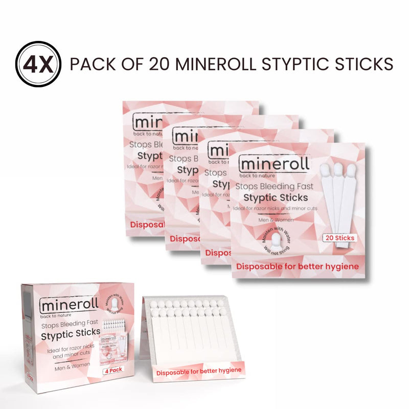 [Australia] - Styptic Stick Shave Accessories (4-Packs, 80-Sticks) Stops Bleeding For Razor Nicks For Men & Women - Sanitary and Great For Barbers or Personal 