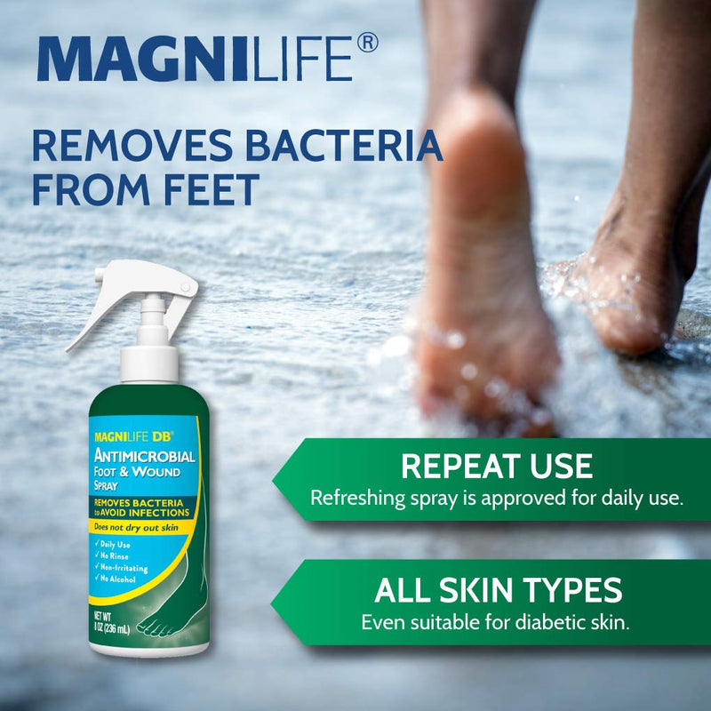 [Australia] - MagniLife DB Antimicrobial Foot and Wound Spray, No-Rinse Topical for Irritation, Cuts and Abrasions, Suitable for Diabetic Skin, Alcohol-Free - 8oz 