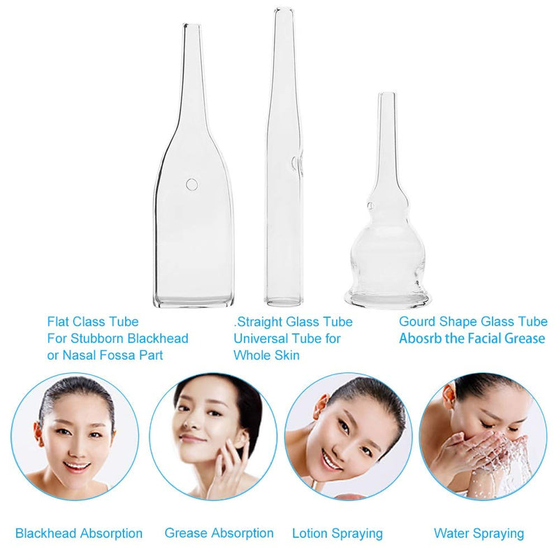 [Australia] - Vacuum Glass Tube - 3Pcs Glass Pipes Kit for Removal Face Cleanser Beauty Machine Accessories Removing Tool Set 