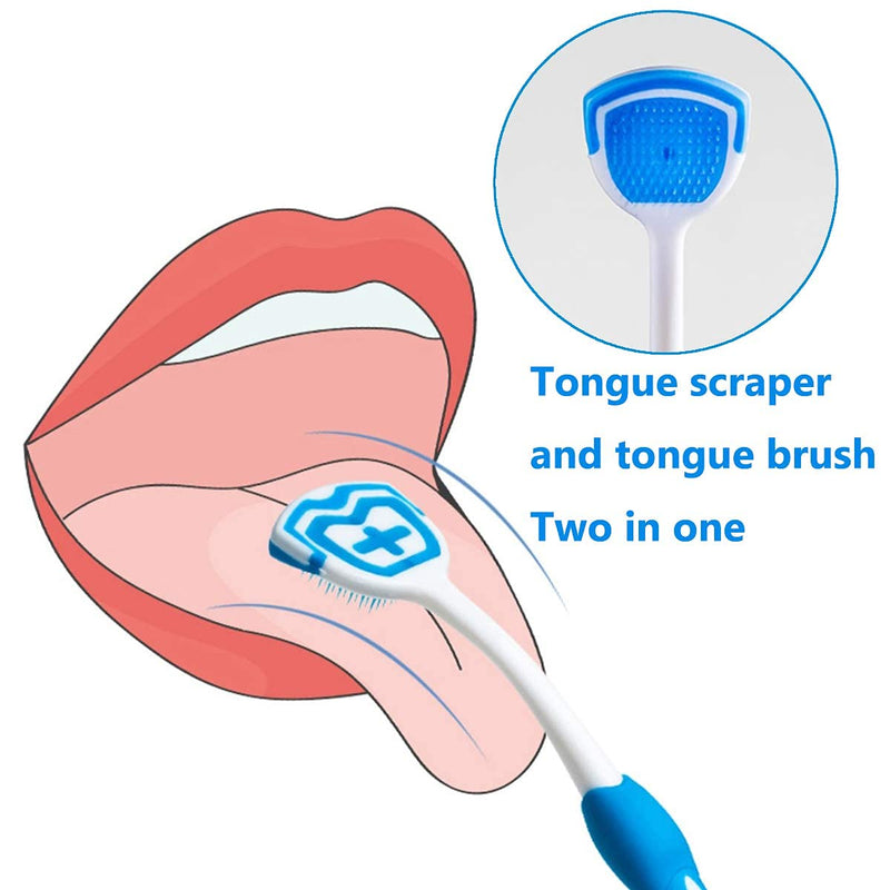 [Australia] - Tongue Brush, Tongue Scraper, Tongue Cleaner Helps Fight Bad Breath, Professional Tongue Brush for Freshing Breath, 2 Tongue Scrapers (Green & Blue) Green & Blue 