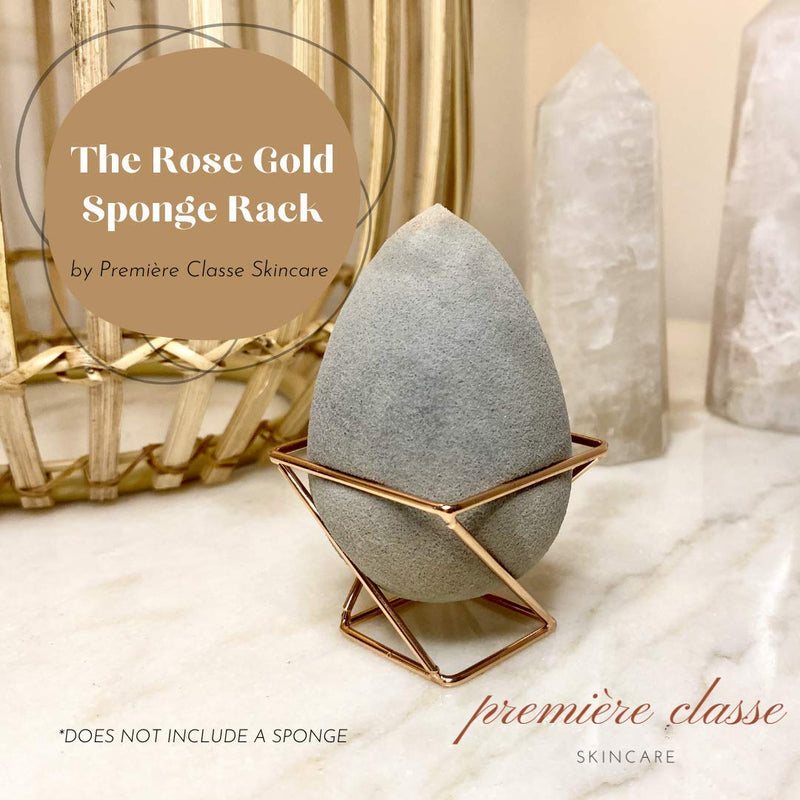 [Australia] - Beauty Sponge Holder - Modern Rose Gold Metal Rack - Storage for Makeup Blending Sponge - Puff Holder - Sponge Egg Rack - Canadian Company - Première Classe Skincare - (Rose Gold) 