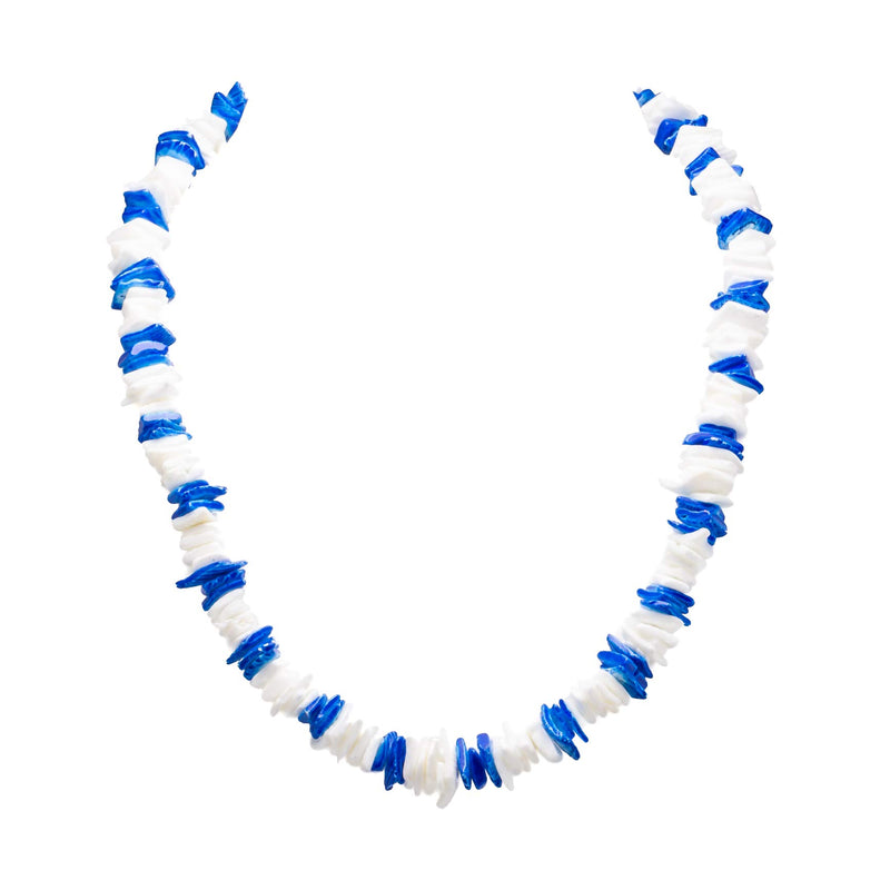 [Australia] - BlueRica 2 Piece Set ~ White & Dark Blue Puka Chip Shells Necklace & Anklet 