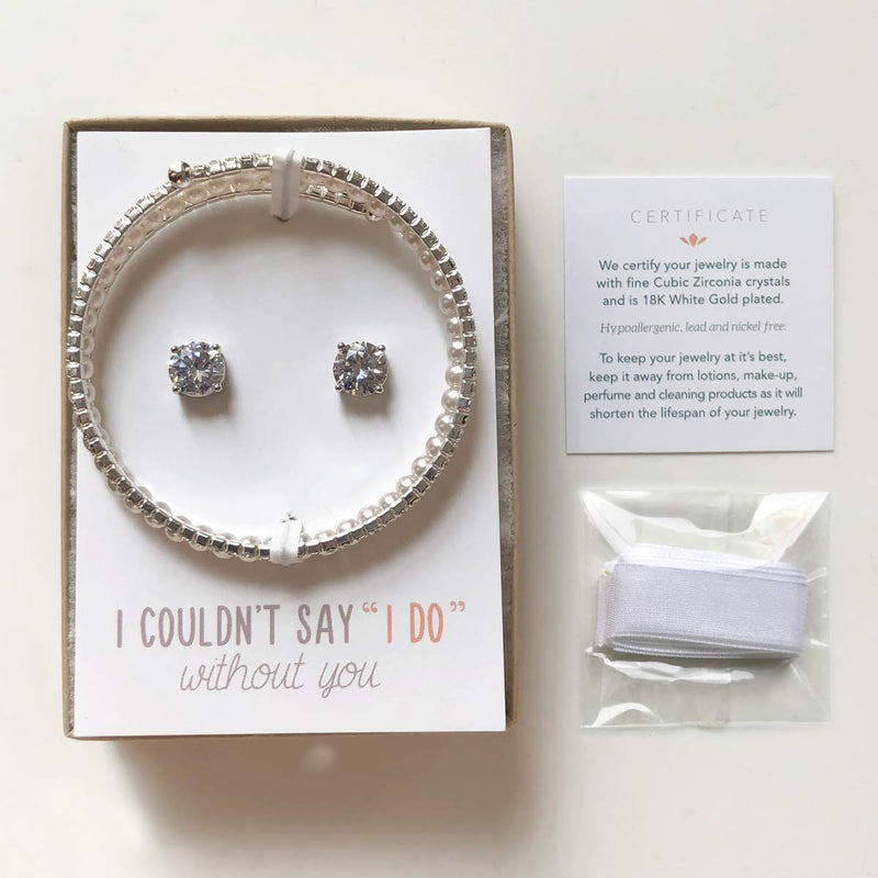 [Australia] - A+O Wedding Jewelry Set, Pearl Bracelet and Earring Set Gift for Bridesmaids Bridal Party 