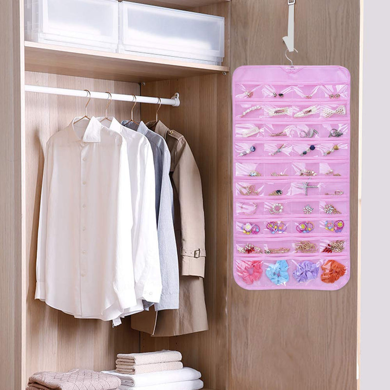 [Australia] - SPIKG Hanging Jewelry Organizer Holder, Storage Bag for Earrings Necklace Bracelet Ring Accessory Display Holder Box (Pink -80 Pockets) 80 Pockets-Pink 