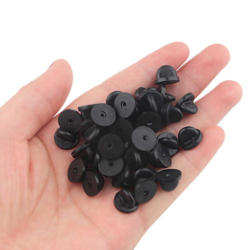 [Australia] - 100PCS Pin Backs Rubber Locking for Enamel Pins Butterfly Clutch Holder for Lapel Tie Brooch Jewelry Black 