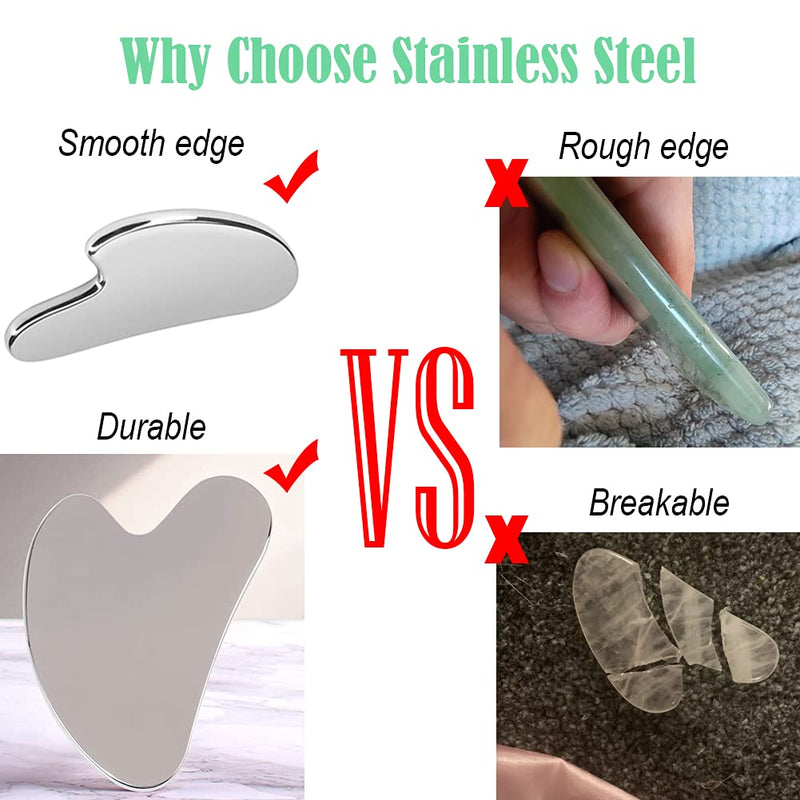 [Australia] - Ditind Gua Sha, Gua Sha Facial Tools, Stainless Steel Guasha Tool for Facial and Body SPA, Guasha Massage for Toxins Prevents Wrinkles and Body SPA Acupuncture Therapy Silver 