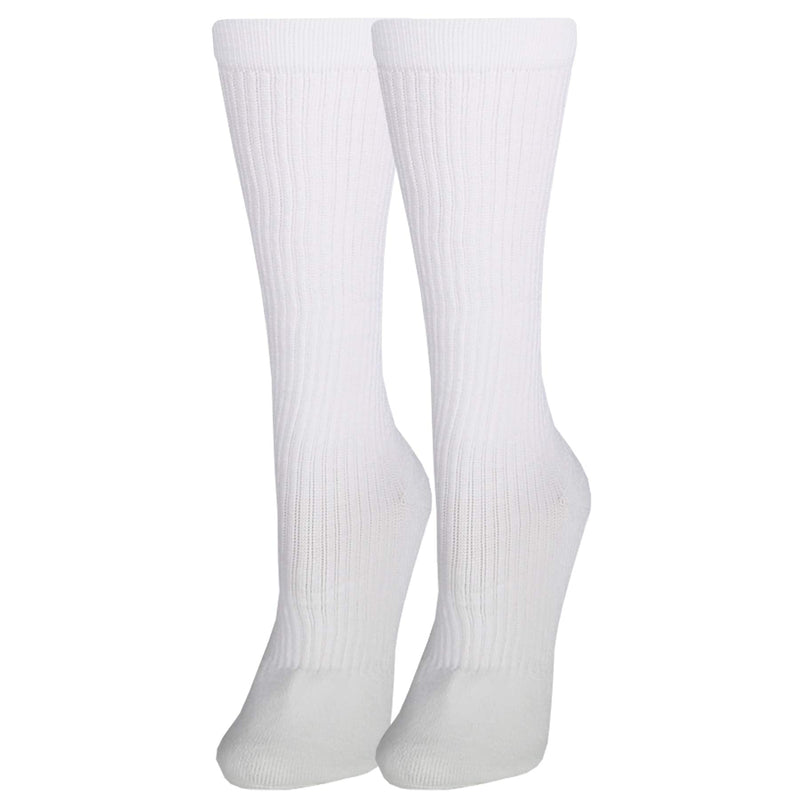 [Australia] - NuVein 15-20 mmHg Medical Compression Socks, Mid Calf Crew Length, Padded Cushion Foot, White, Large Large (1 Pair) 