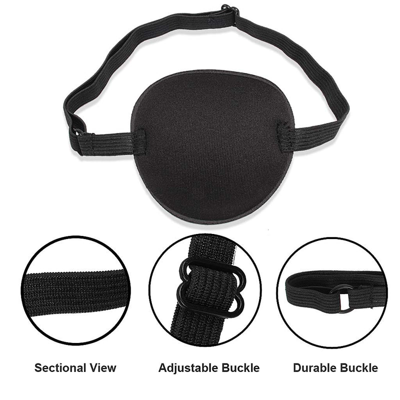 [Australia] - SWKJ 2 PCS Set Eye Patch Single Eye Mask with Adjustable Buckle Soft and Comfortable Pirate Eye Patch for Adults and Kids for Amblyopia Lazy Eye- Black 