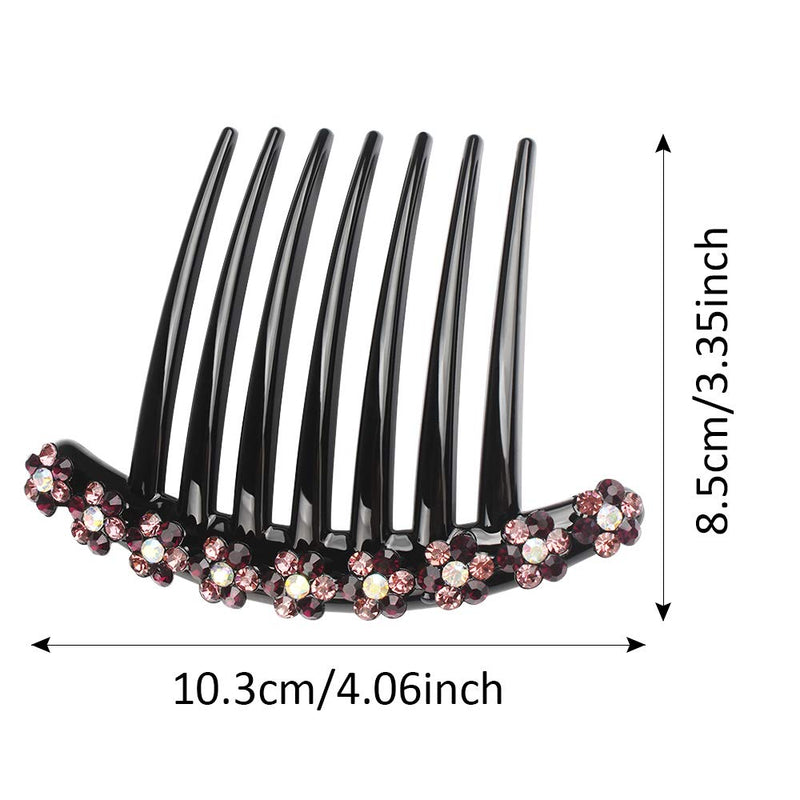 [Australia] - 4PCS Rhinestone Hair Comb Plastic Teeth Hair side Combs non-slip comfortable Hair Clips Pins Claw Rhinestone Hair Accessories for Women Girls 