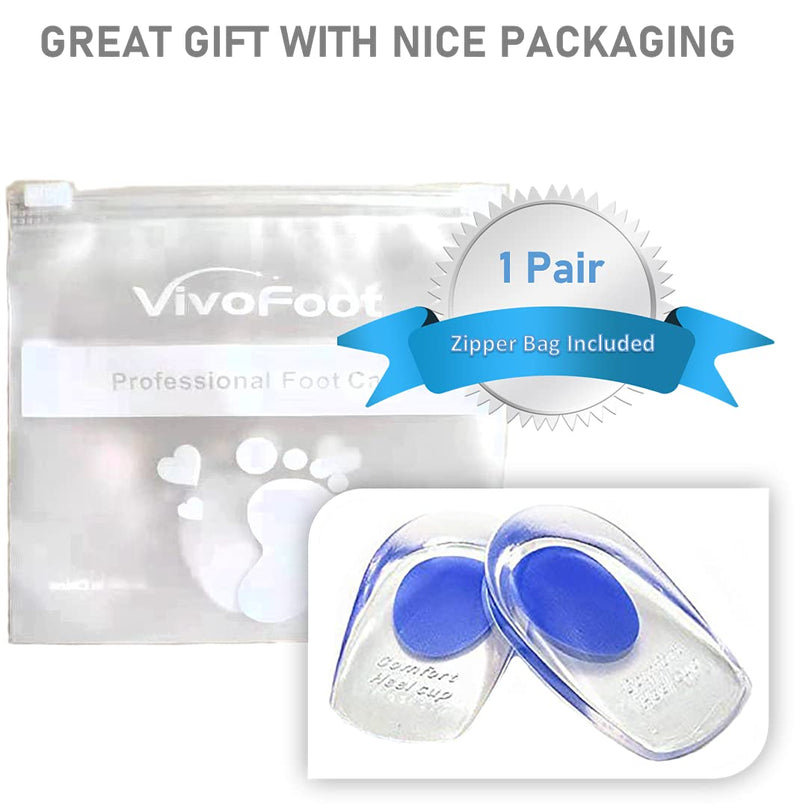 [Australia] - VivoFoot Gel Heel Cups, Shoe Inserts for Plantar Fasciitis, Heel Spur & Achilles Pain Relief, Heel Lift Pads for Men & Women (Large, 1 Pair) Large, 1 Pair 