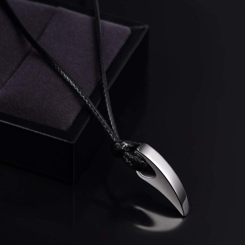 [Australia] - BEILIN 925 Sterling Silver Cremation Jewelry for Ashes Spear Wolf Teeth Urn Necklace for Men 