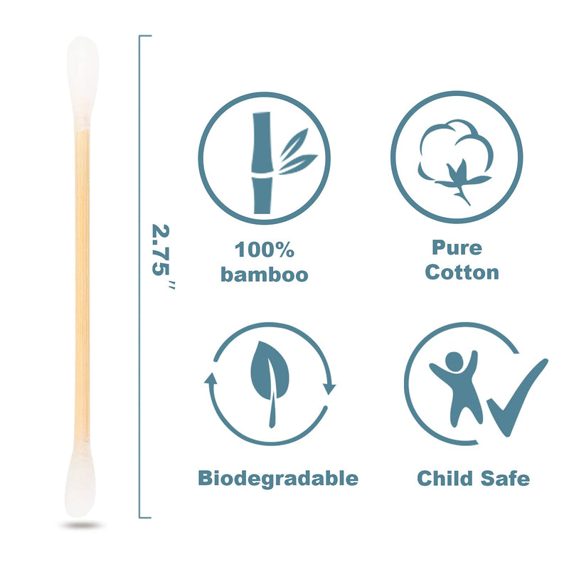 [Australia] - 400 Premium Bamboo Cotton Buds | 100% Biodegradable and Plastic Free Ear Buds Cotton | Great Alternative to Plastic Cotton Buds/Q Tips/Swabs/Earbuds 400 Count 