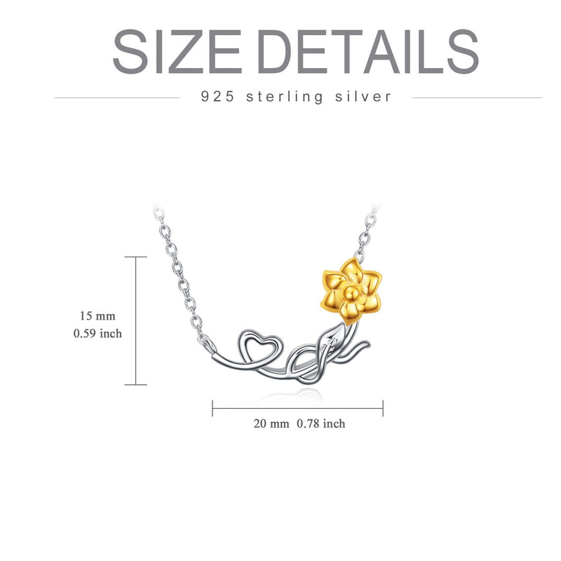 [Australia] - SOULMEET Sunflower Necklace Heart 100 Languages I Love You Good Vibes Only Gifts for Women Girls, Sterling Silver Dainty Jewelry Christmas Birthday Mother's Day Graduation Spiritual Necklace Wild Sunflower 