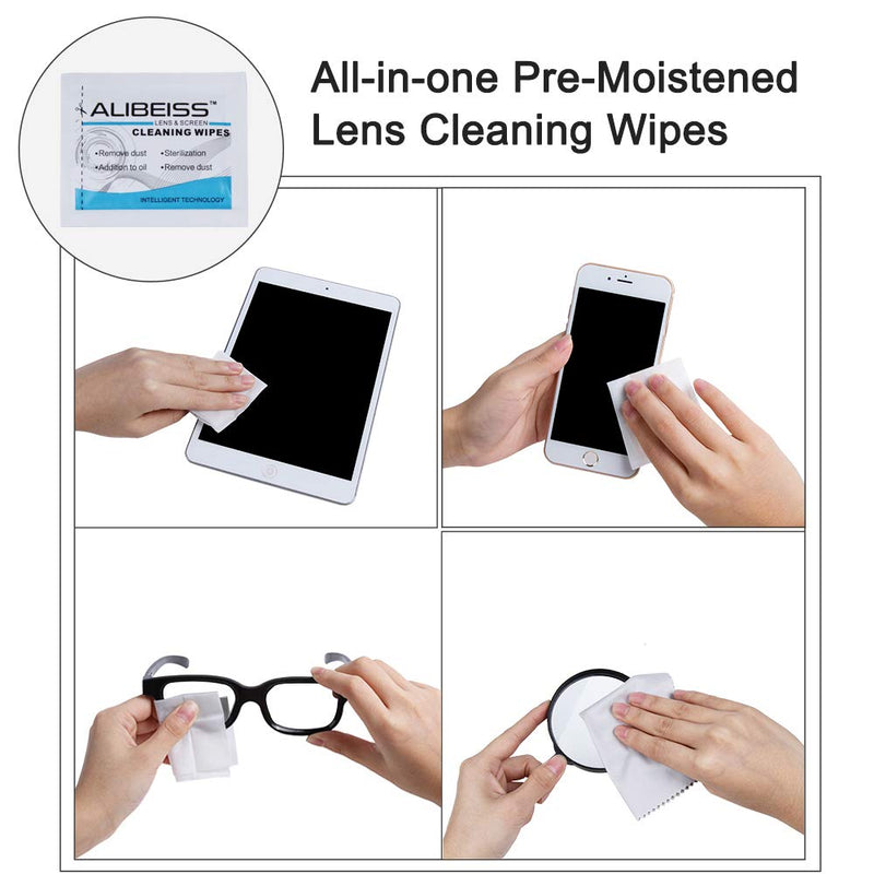 [Australia] - 150 Pack Pre-Moistened Lens Wipes ALIBEISS Screen Wipes for Glasses, Camera, Tablets, Smartphone, Screens and Other Delicate Surfaces 150 Count (Pack of 1) 