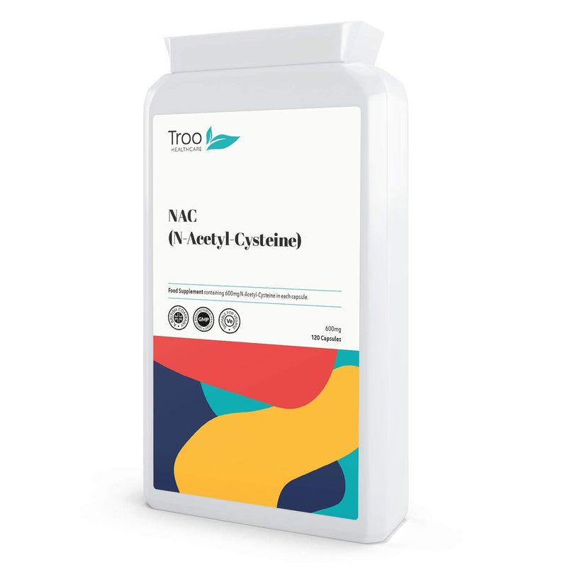[Australia] - Troo NAC Supplement 600mg - 120 Capsules - N Acetyl Cysteine Amino Acid Providing Non Toxic Stable Form of L-Cysteine - UK Manufactured to GMP Standards 