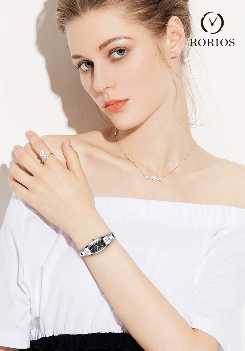 [Australia] - RORIOS Fashion Quartz Watches Tungsten Steel Band Elegant Wrist Watch for Girl/Women Silver 