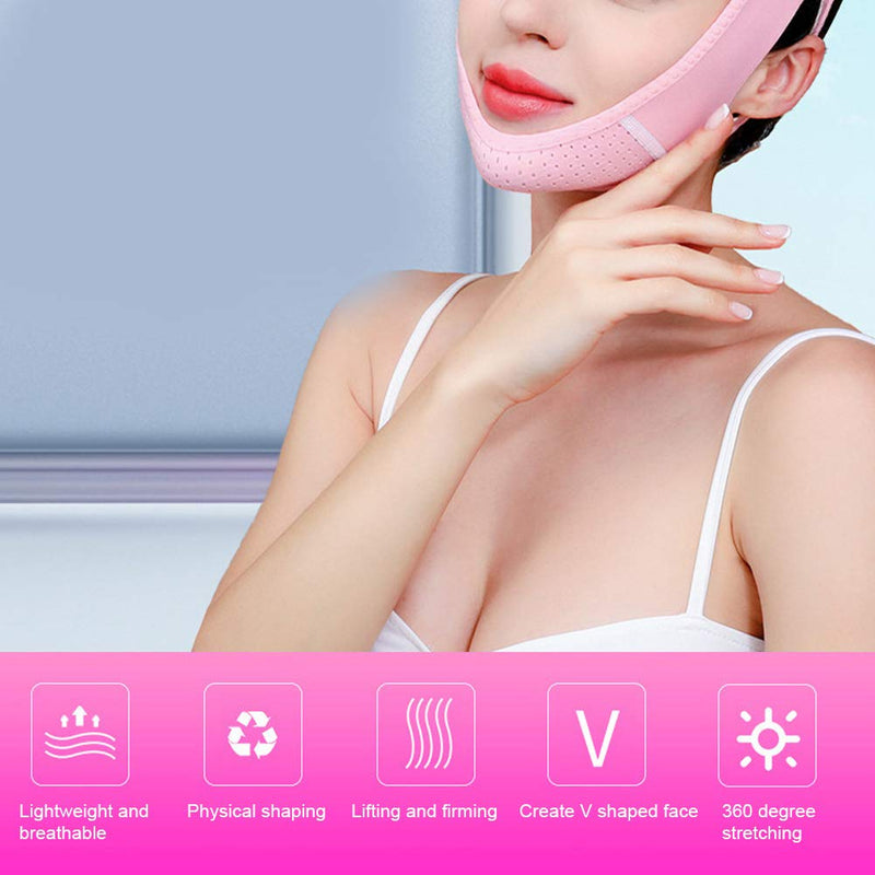 [Australia] - Adjustable Facial Slimming Strap, Double Chin Reducer Breathable V Line Face Tightening Lifting Belt Elastic Face Shaping Slimming Bandage 