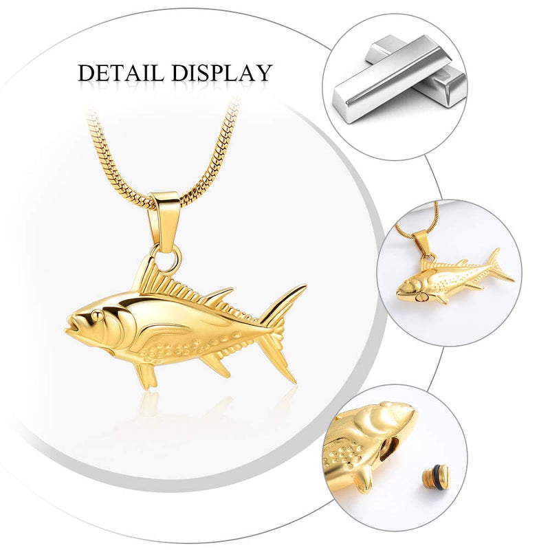 [Australia] - Imrsanl Cremation Jewelry for Ashes Fish Urns Necklace Memorial Keepsake Jewelry Ashes Pendant for Pets/Human Gold 