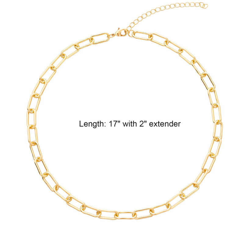 [Australia] - BaubleStar Link Layered Necklace Gold Layering Paperclip Chain Choker for Women 2 Layers Gold 