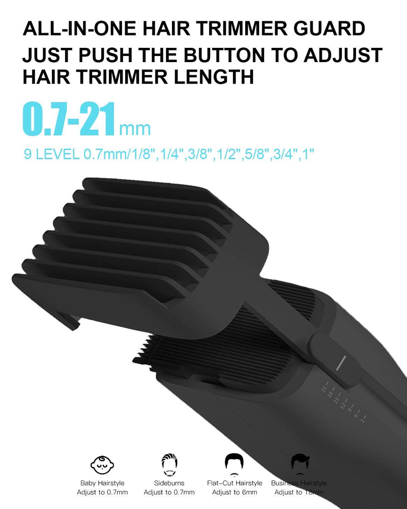 [Australia] - Hair Clippers Professional Cordless Hair Beard Trimmer All-in-one Hair Cutting Kit Electric Barber Clippers Rechargeable Haircut Machine Men Women Baby (Black) Black 
